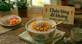 Hình ảnh Cháo tăng đề kháng - thịt bằm + quinoa + bí đỏ