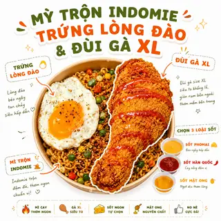 Hình ảnh Combo 1 đùi gà khổng lồ & Mì Indomie trứng ốp la rau củ