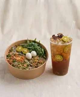 Hình ảnh Bánh Tráng Mỡ Hành + Trà Tắc Xí Muội