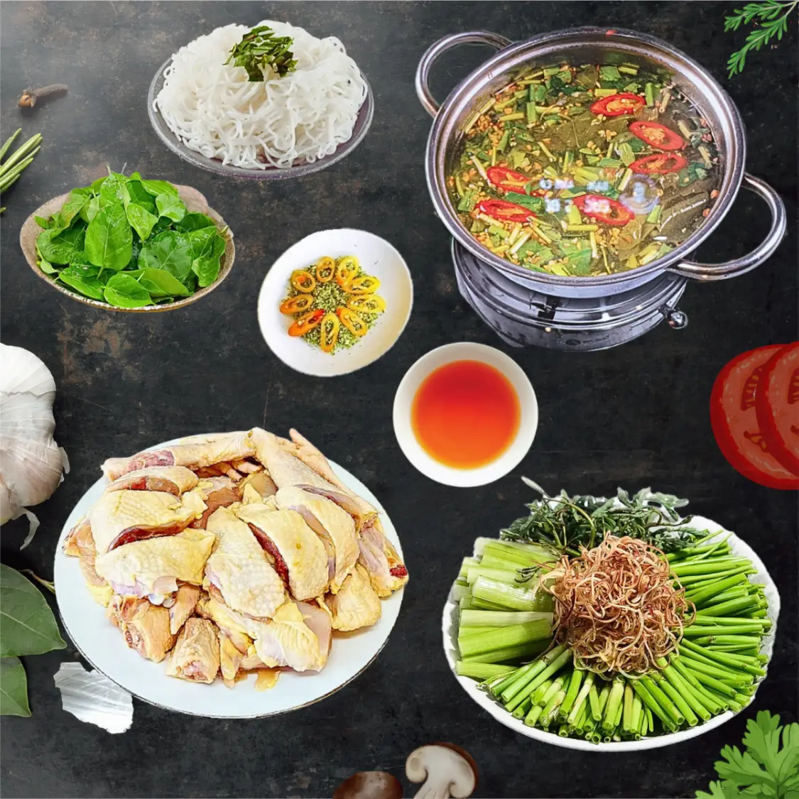 Hình ảnh Lẩu gà nấu lá giang