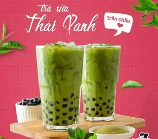 Hình ảnh trà sữa thái xanh (trân châu đen hoặc trắng)