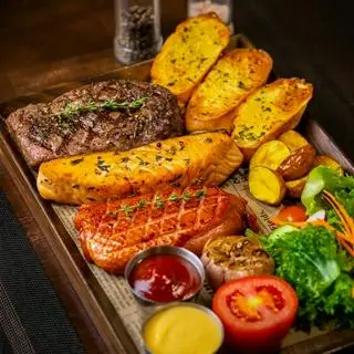 Hình ảnh COMBO BÒ AUKOBE+LƯỜN NGỖNG+CÁ HỒI SỐT TERIYAKI+BBQ+PHÔ MAI 