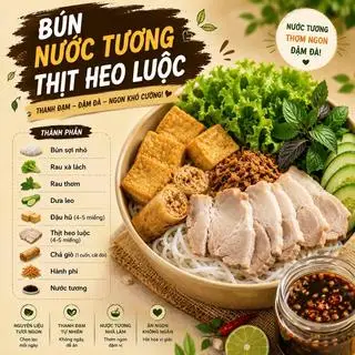 Hình ảnh Bún nước tương thịt heo luộc