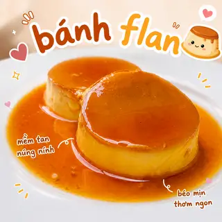 Hình ảnh Phần 2 bánh flan tuỳ chọn vị ăn kèm cafe + đá