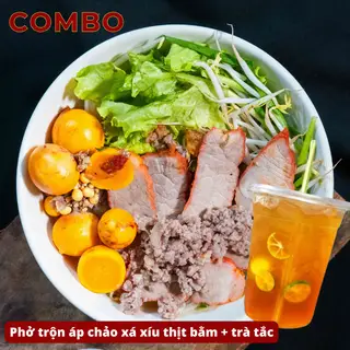 Hình ảnh Phở trộn áp chảo bò tái + trà tắc