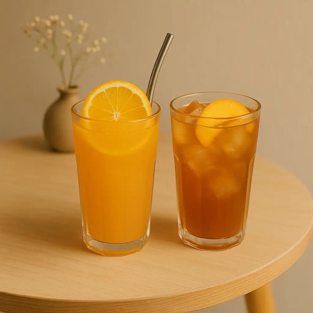 Hình ảnh Combo (1 cam ép 700ml+1 trà đào mộng mơ 700ml) 