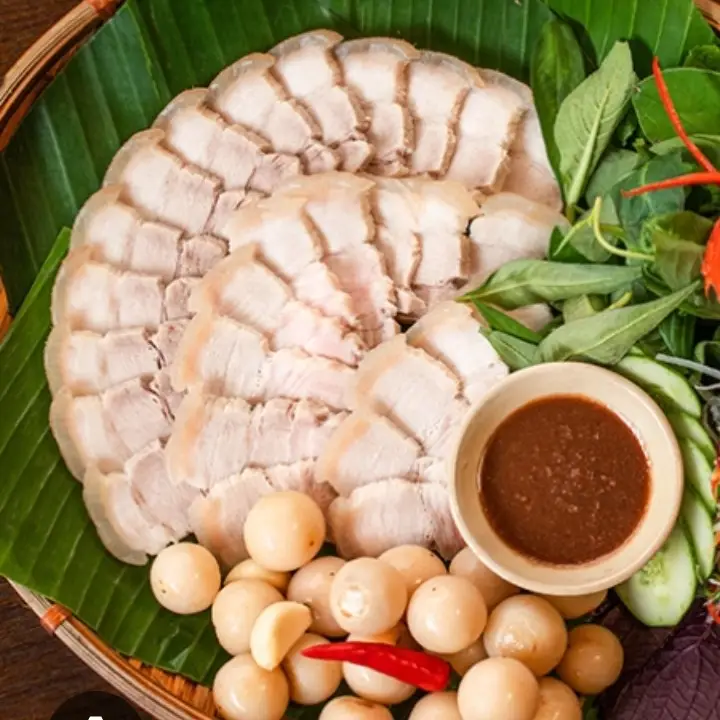 Hình ảnh thịt luộc cà pháo mắm tôm