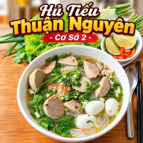 Hình ảnh Combo 2 Hủ Tiếu Bò Viên + 7 Viên Hoành Thánh Nhân Thịt