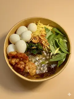Hình ảnh Bánh tráng lòng đào mỡ hành - trứng cút