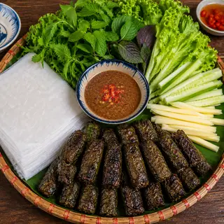 Hình ảnh Bò lá lốt - rau - bánh tráng - 10 cuốn