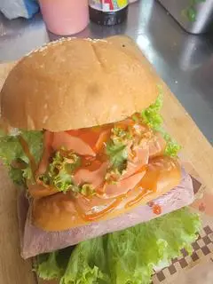 Hình ảnh Hamburger xúc xích - thịt jambon