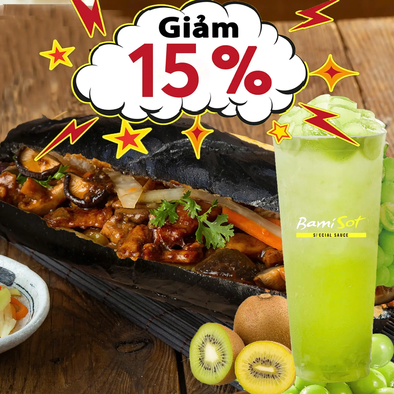 Hình ảnh COMBO Bánh Mì Đen Gà Nấm