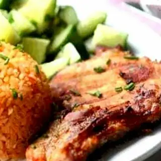 Hình ảnh Cơm Chiên Sườn Nướng - Salad - Trà Tắc