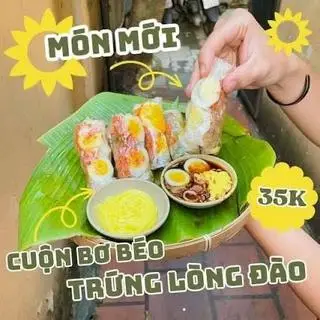 Hình ảnh Bánh tráng cuốn lòng đào chấm sốt