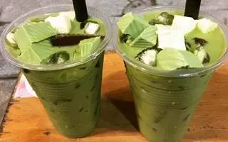 Hình ảnh trà sữa thái xanh full topping