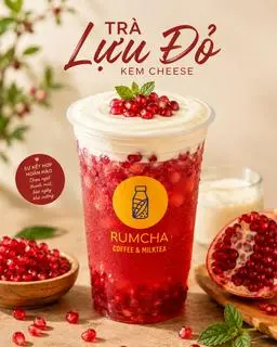 Hình ảnh trà lựu đỏ kem chesee