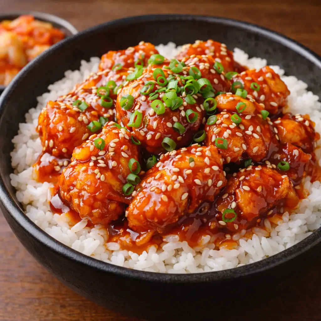 Hình ảnh Cơm gà Karaage sốt Hàn | 韓国風ソース唐揚げ丼