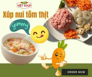 Hình ảnh súp nui tôm thịt size lớn