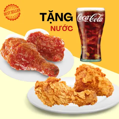 Hình ảnh 2 Gà Giòn Sốt + 2 Gà Giòn Nguyên Bản + Tặng 1 Nước