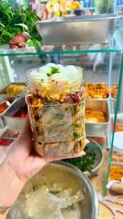 Hình ảnh hủ trộn mỡ hành + 10 trứng lòng đào + top mỡ + bò