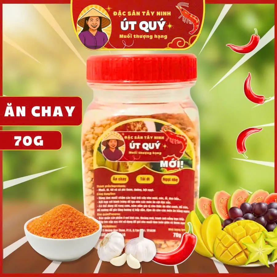 Hình ảnh Hũ Muối Tây Ninh Út Quý Ăn Chay Ngọt Nhẹ Hũ 70G