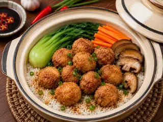 Hình ảnh Cơm Rang Gà Viên Tặng Trà Chanh
