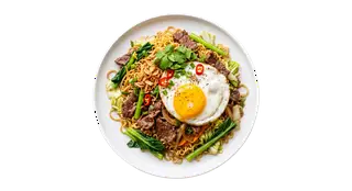 Hình ảnh Mì xào bò - trứng ốp la