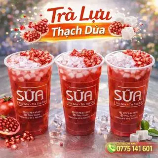 Hình ảnh Trà lựu đỏ thạch dừa size L 700ml