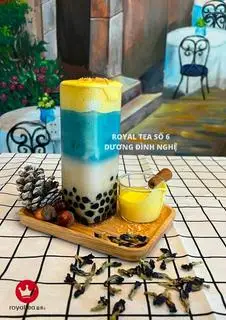 Hình ảnh Sữa tươi kem trứng trân châu đường đen hoa đậu biếc