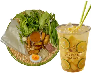 Hình ảnh Tiết kiệm thêm 10K - Combo chả cuốn cá trích thập cẩm + 1 ly dừa tắc mít