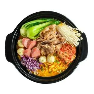 Hình ảnh Combo mì cay bò - hồng trà sữa