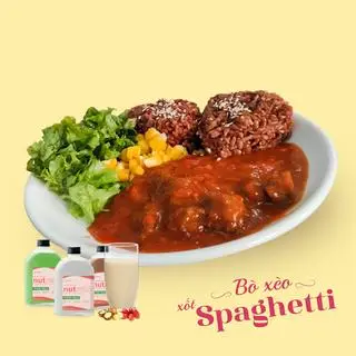 Hình ảnh Tinh bột + bò lúc lắc xào xốt spaghetti