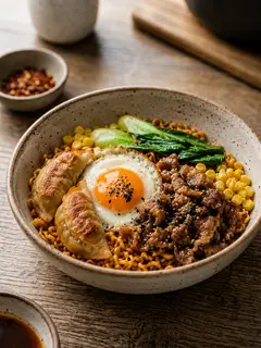 Hình ảnh Mỳ trộn indomie trứng mandu bò
