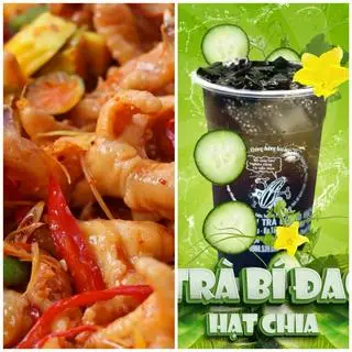 Hình ảnh Chân gà rút xương sốt thái xoài size nhỏ 250g + Trà bí đao FULL topping