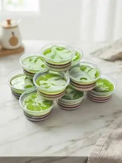 Hình ảnh Rau Câu Ngàn Lớp Lá Dứa Cà Phê Cốt Dừa