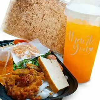 Hình ảnh COMBO Bánh ướt CHẢ + bịch bánh tráng siêu cay+ Ly cam tươi 750ml 