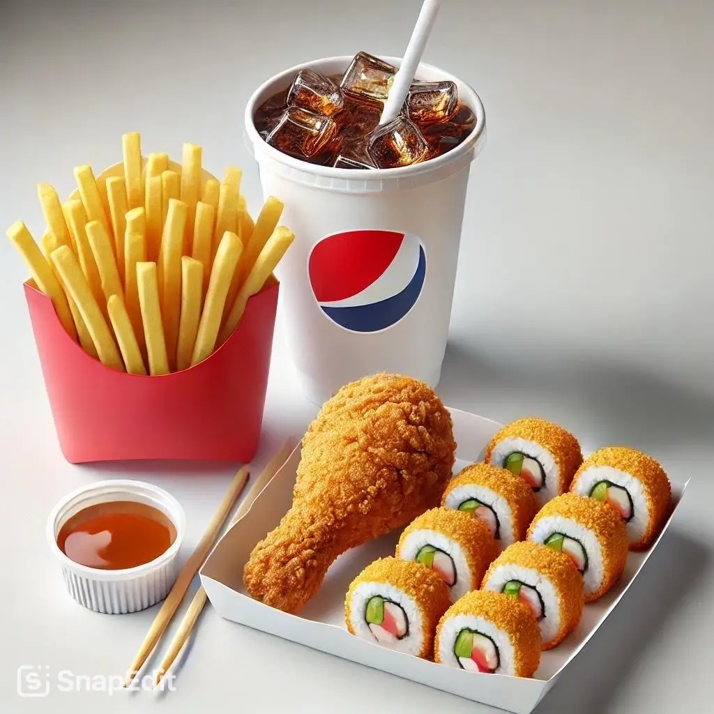 Hình ảnh Combo 2:(Tặng nước ngọt) 1 Gà rán + 1 Kimpap + Khoai tây