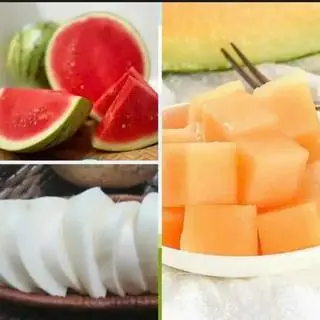 Hình ảnh Dưa lưới - dưa hấu - củ sắn - hộp 800g tặg 2 bịch muối tây ninh 