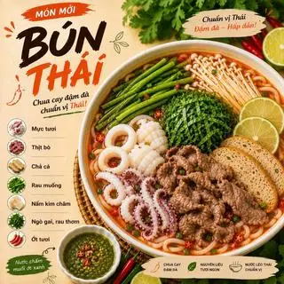 Hình ảnh Bún Thái Mực Bò