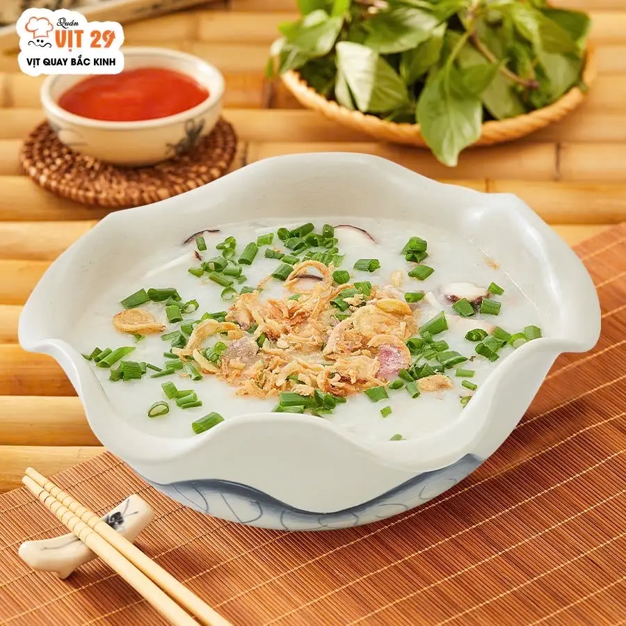 Hình ảnh Cháo vịt nấu nấm