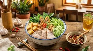 Hình ảnh Bún đậu thịt luộc chả giò 