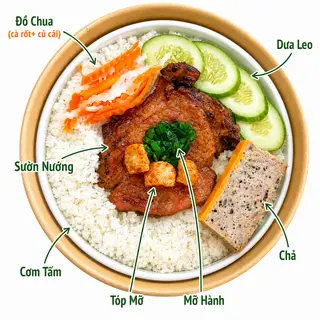 Hình ảnh Cơm Tấm Sườn Chả + Canh