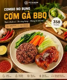 Hình ảnh NO BỤNG (cơm gà bbq size M + rau luộc + canh)