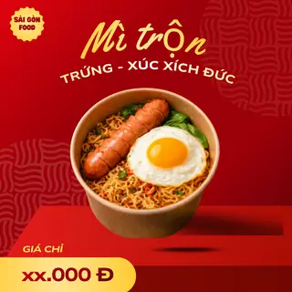 Hình ảnh Mì Trộn - Trứng, Xúc Xích