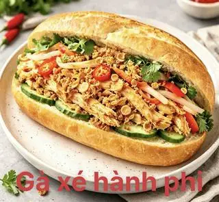 Hình ảnh Bánh mì bự gà xé hành phi