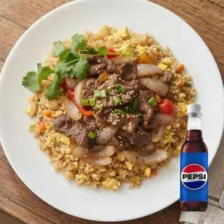 Hình ảnh Combo cơm rang thịt heo xào hành tây - nước
