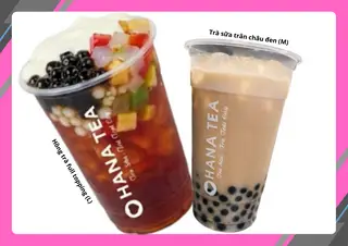 Hình ảnh Hồng trà full topping (L) + Trà sữa truyền thống trân châu (M)
