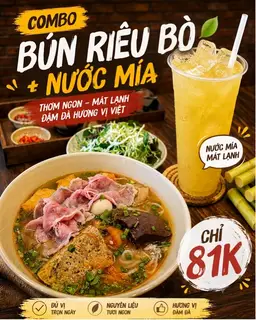 Hình ảnh Combo Bún riêu bò - nước mía
