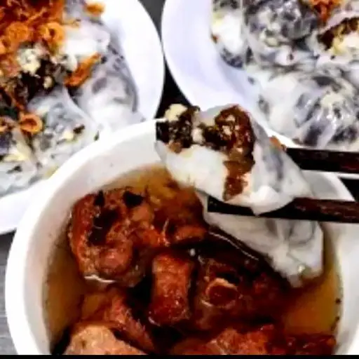 Hình ảnh Bánh cuốn nhân thịt - chả quế - chả thịt nướng