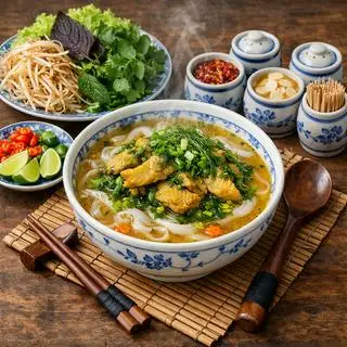 Hình ảnh Bánh Đa Trắng - Cá Hấp
